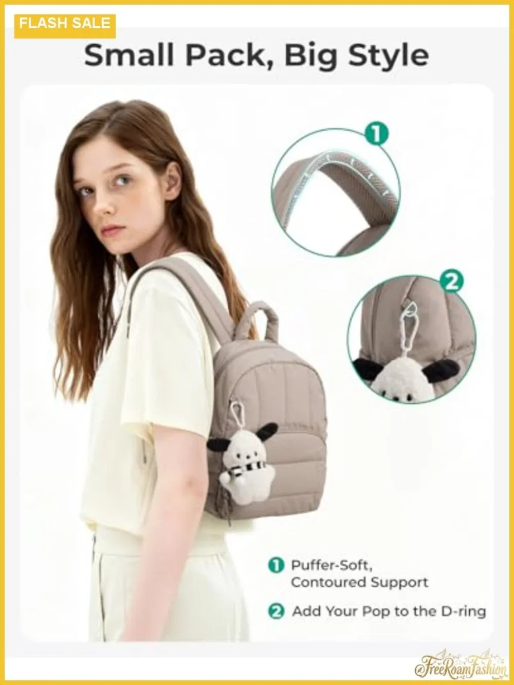 Mini Quilted Puffer Backpack for Women, Water-Resistant Daypack with Anti-Theft
